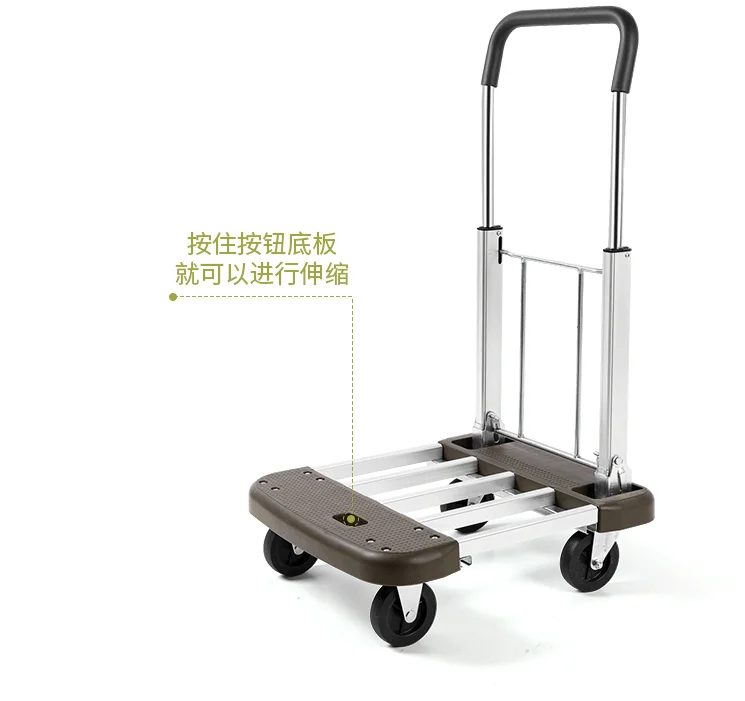 Durable aluminum big wheel  platform hand truck 4 wheels lift hand trolley cart