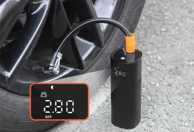 5000mAh Electric Cordless Mini Portable Powerful 30W Digital Automatic Car Tire Inflator with Flash light