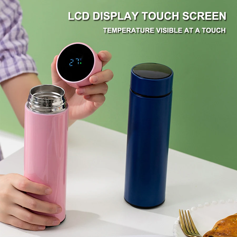 Smart Temperature Display Thermos Flask Stainless Steel Travel Thermo Mug Cup Water Filter Bottle With Tea Strainer For Coffee
