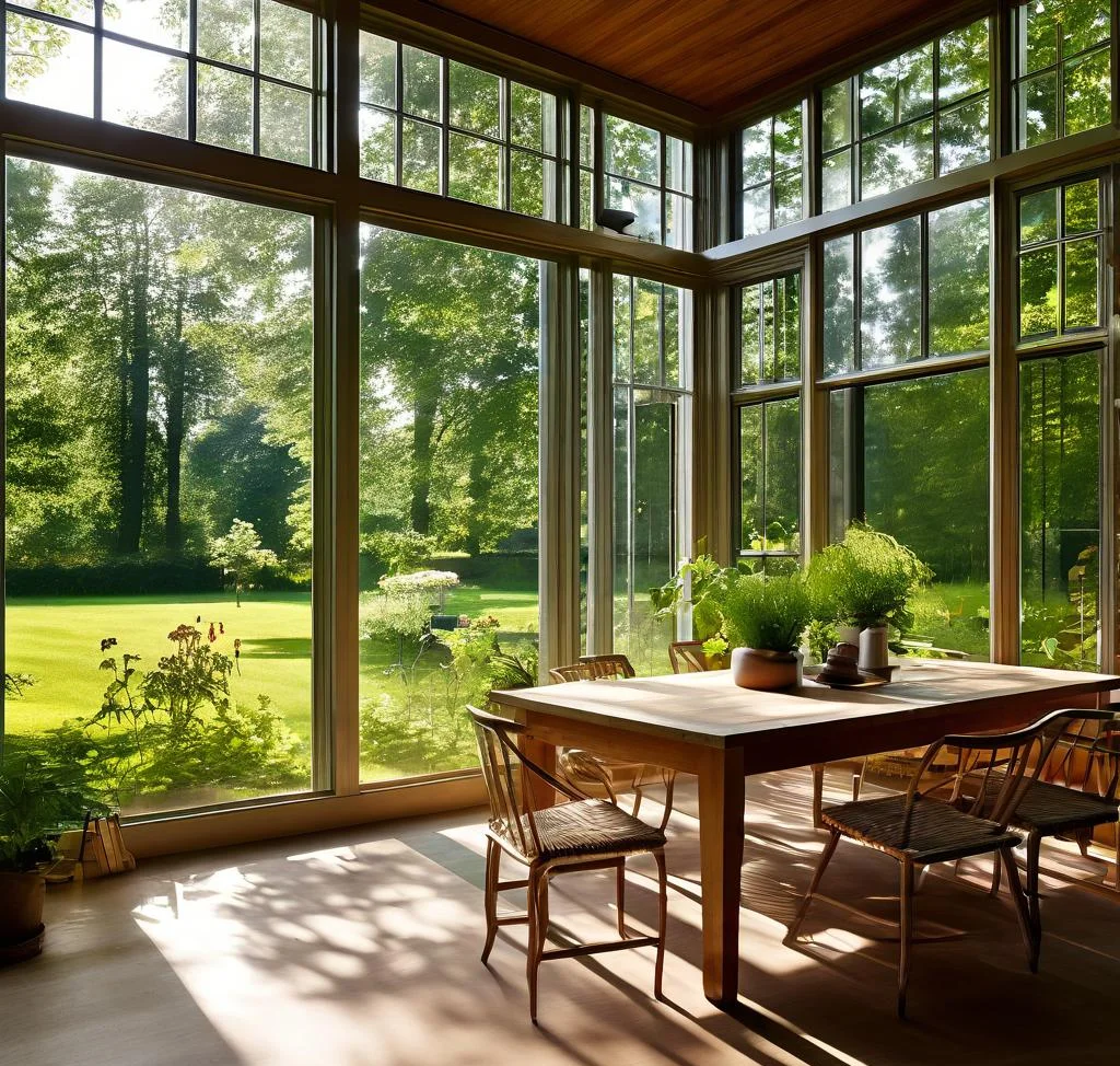 Customized Modern Luxury Low-E Glass Sun Room Garden Conservatory House with Flat & Slant Glass Walls & Roof Pitched roof