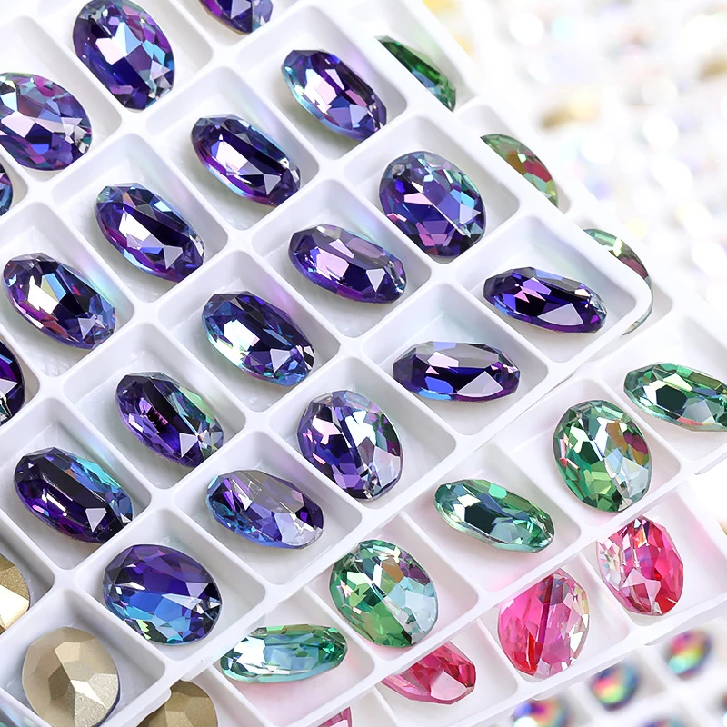 Dongzhou High-Grade Oval Pointback Fancy Stone Pointed Back Stone Fancy Stone DIY Nail Art Accessories