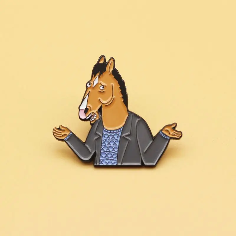 Cartoon Horse Boy Bojack Brooches Enamel Lapel Pin