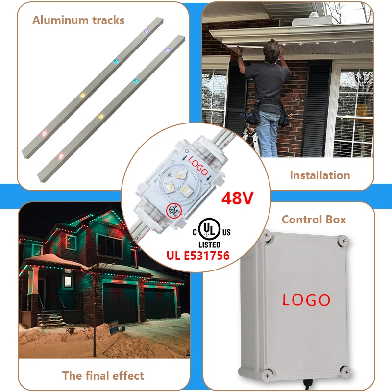 Smart 48V Outdoor Christmas Led String Lights Permanent Ip68 Exterior House Decoration Point Light
