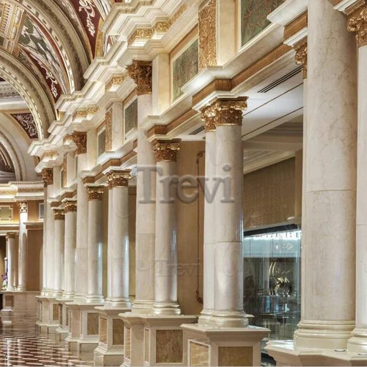 Decorative Corinthian White Marble Natural Stone Capital Mold Roman Column for Building