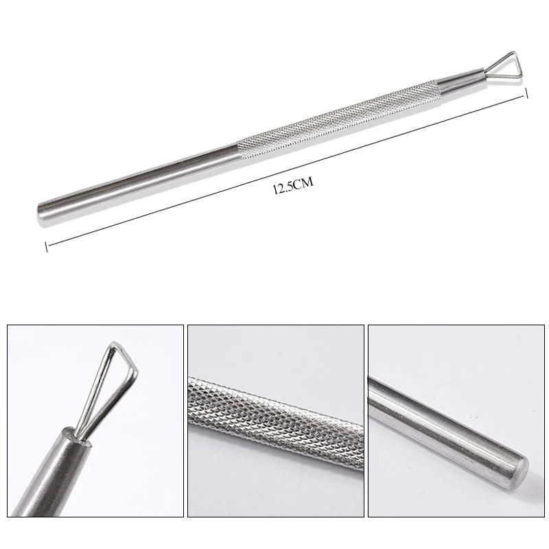 Free Shipping Peeler Scraper Remove Gel Cuticle Nail Pusher Triangle Stainless Steel Cuticle Pusher For Fingernail Toenail