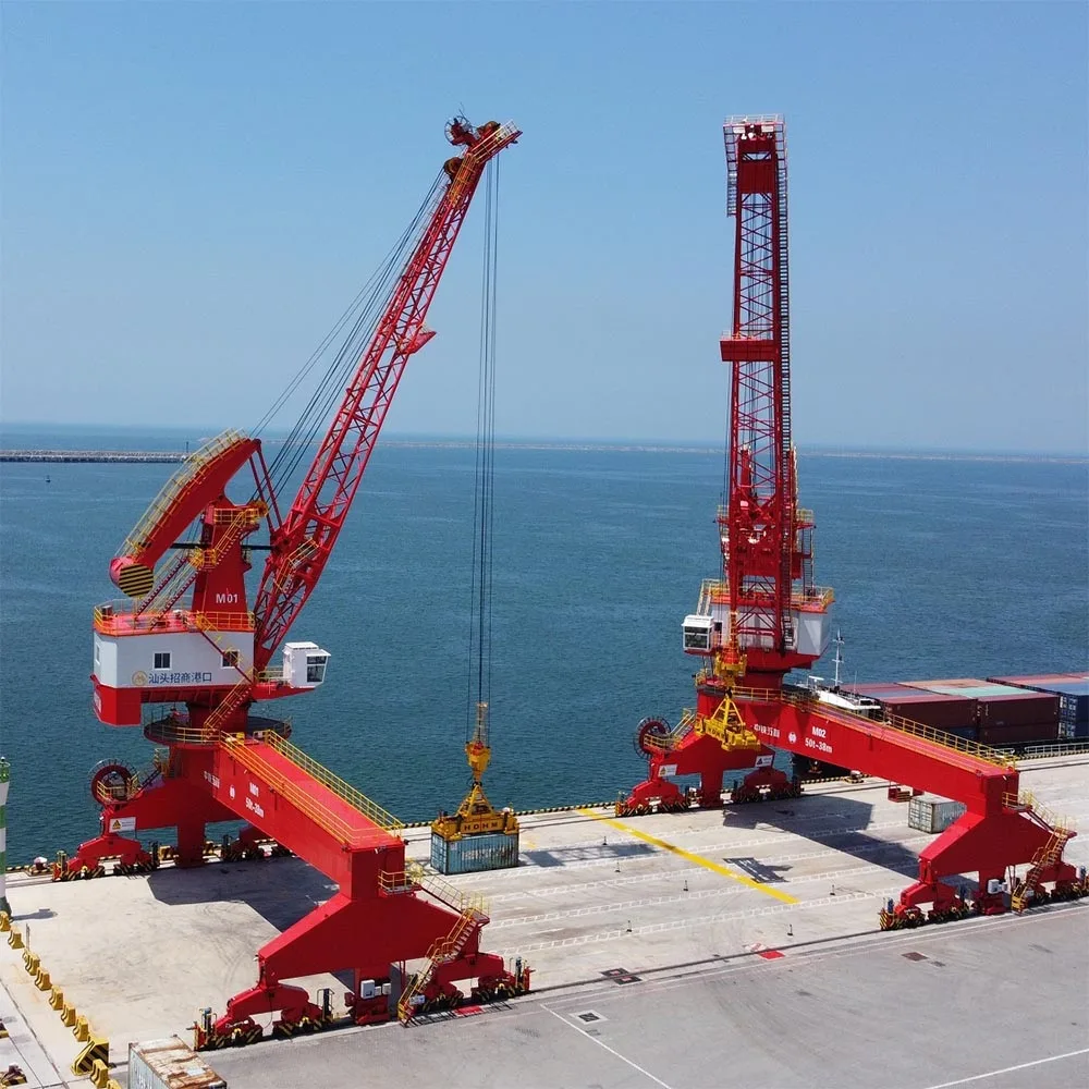 Shipyard Floating Dock Port Terminal Using Pedestal Level Luffing Crane Single Jib and Four Link Portal Crane 16t to 100t