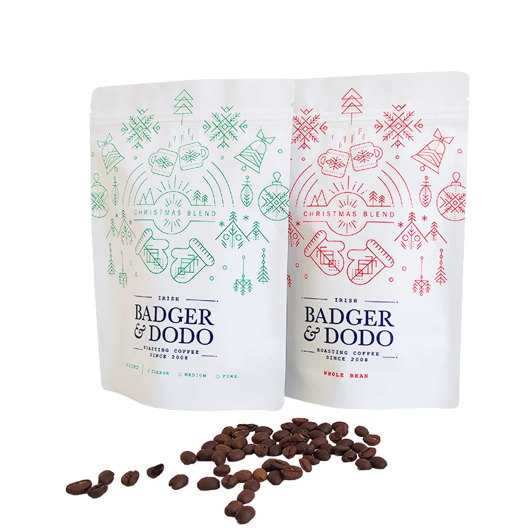 Laminated Aluminum Foil Zip Lock Bag Stand Up Pouch /matt White Foil Pouch /zip Lock Coffee Bag With Degassing Valve