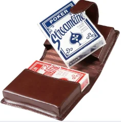 fashion double decker PU leather playing card case gift