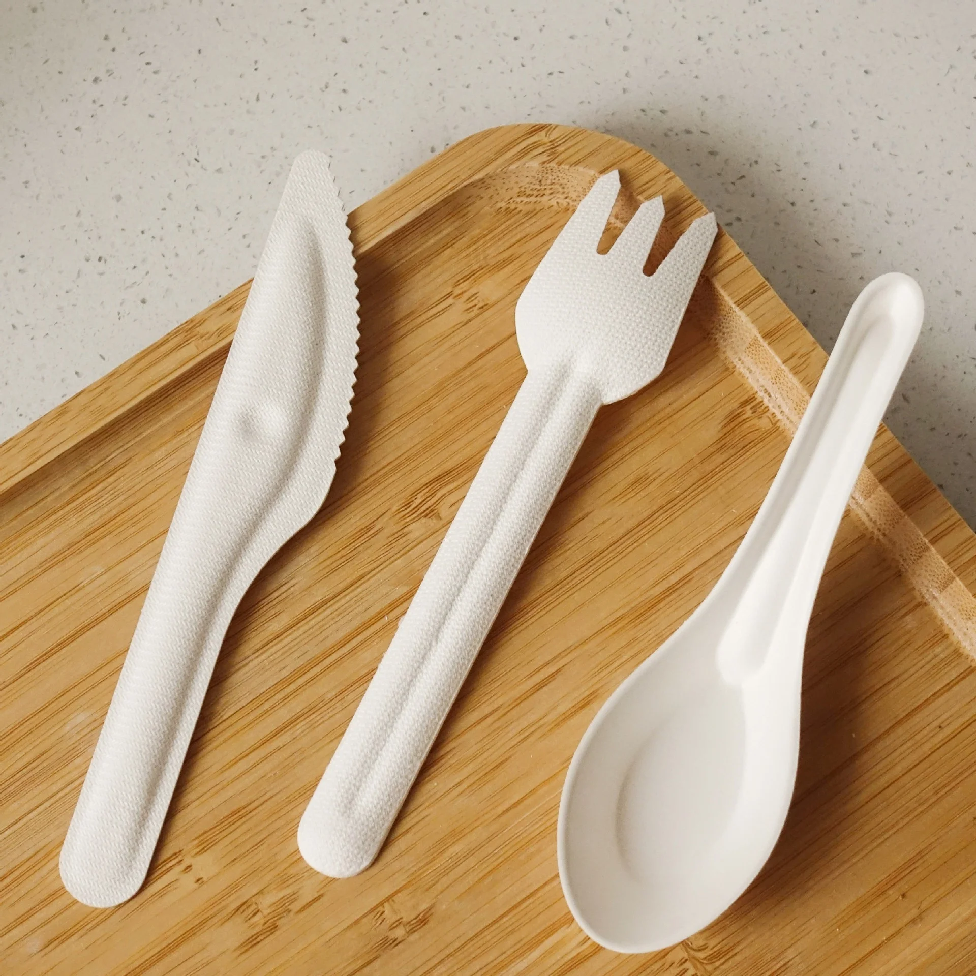 Biodegradable Disposable Tableware Sugarcane Pulp edible cutlery bagasse paper Straight fork