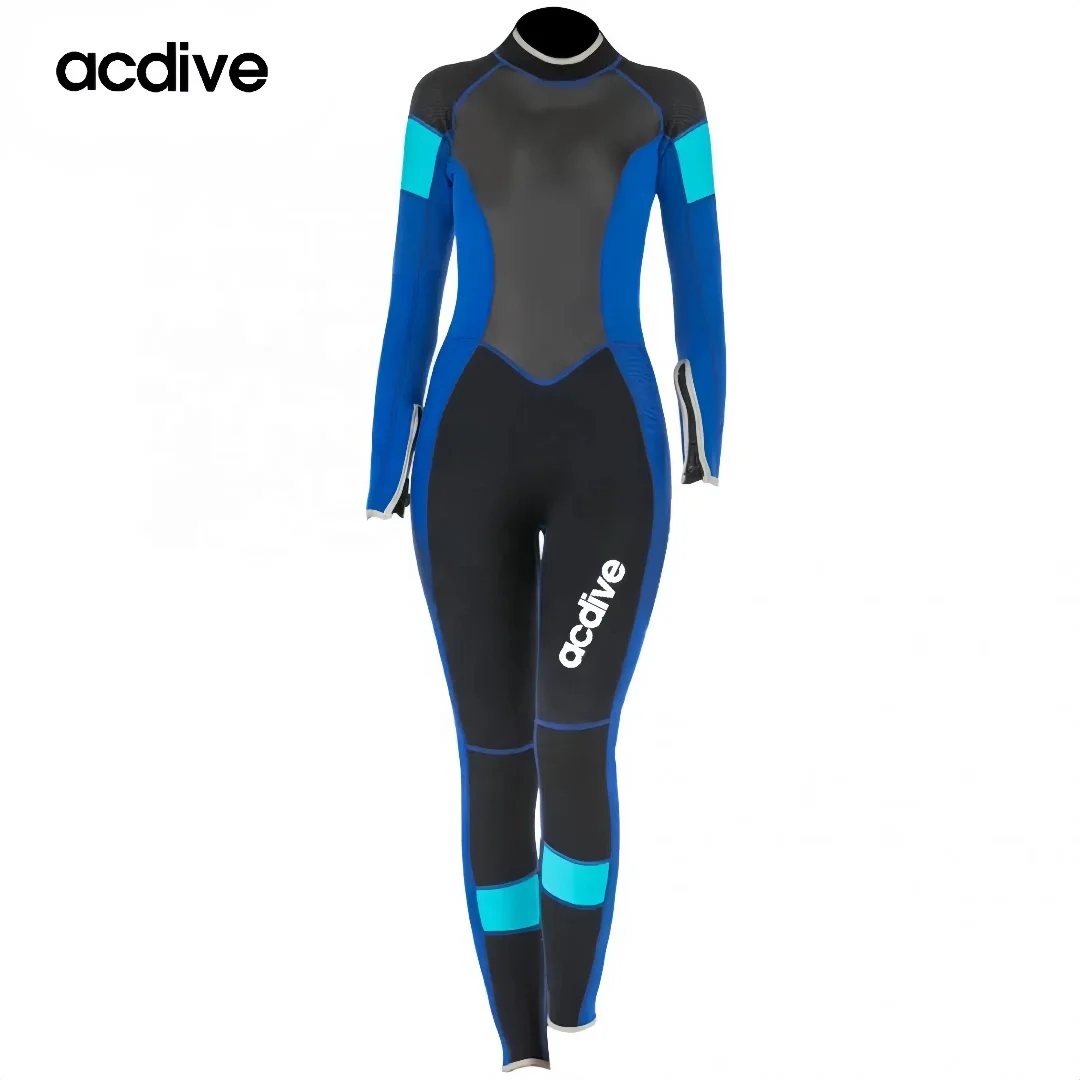 Acdive OEM ODM 5mm Neoprene Women Cuffs Zipper Design For Easy to Wear Scuba Diving Thermal Wetsuit