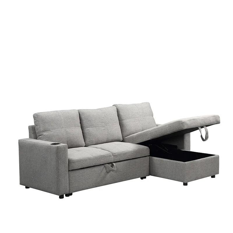 Modern style living Room L Shape Corner sofa set pull out Fabric Folding Sofa bed room furniture