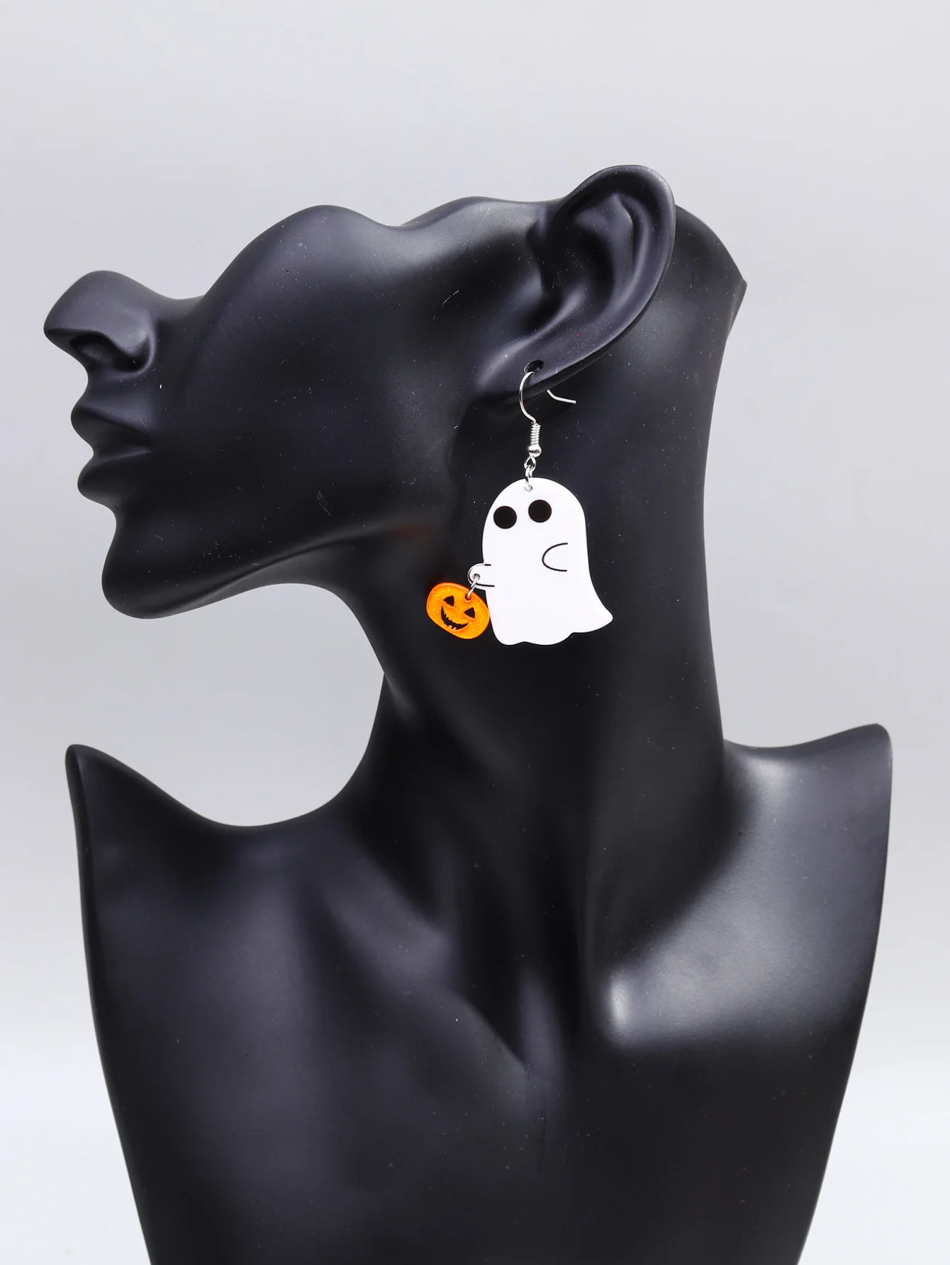 2024 Popular Halloween jewelry gift Cute Spooky Hollow Pumpkin Student Accessories Cartoon Simple Acrylic Printed Drop Earrings