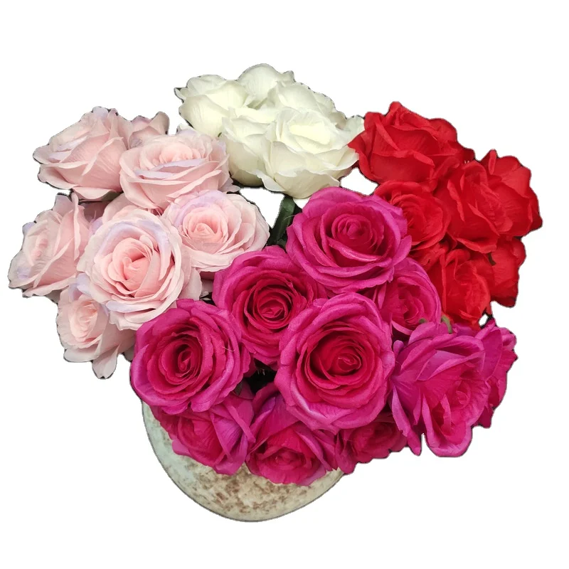 Top Seller Centerpiece Flower Red Artificial Flowers Flower Heads 10 Big Roses