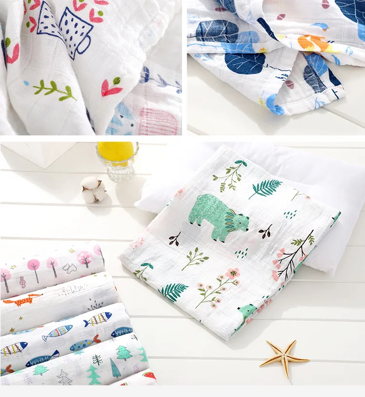 Kangobaby Custom Factory Price 2layers muslin wraps 110*120cm organic Safe Fabric cotton Baby muslin swaddle blanket
