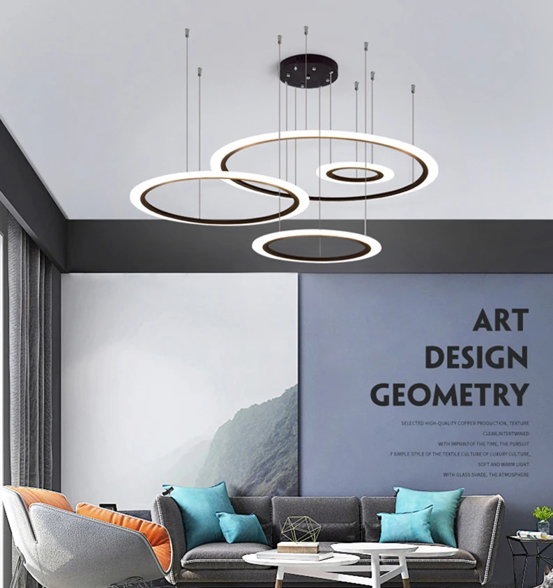 Acrylic Round modern Luxury Home decoration Rings LED Ceiling Pendant Lights for dining room