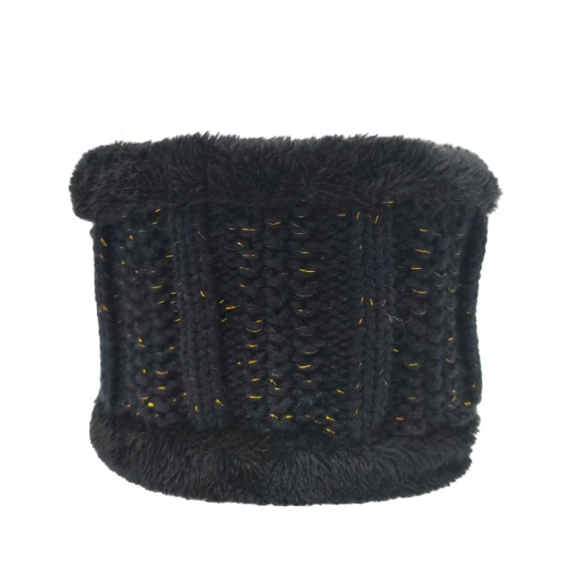 Double Layer Thick Knit Circle Loop Infinity Scarf Warm Windproof with Gold Lurex Fleece Custom Logo Jacquard Neck Warmer