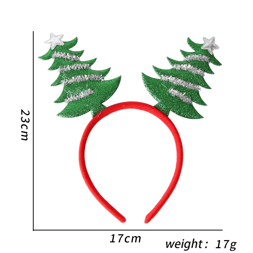 Wholesale Christmas tree gold bow Small bell Headband Green straw hoops Hair accessories Christmas party accessories