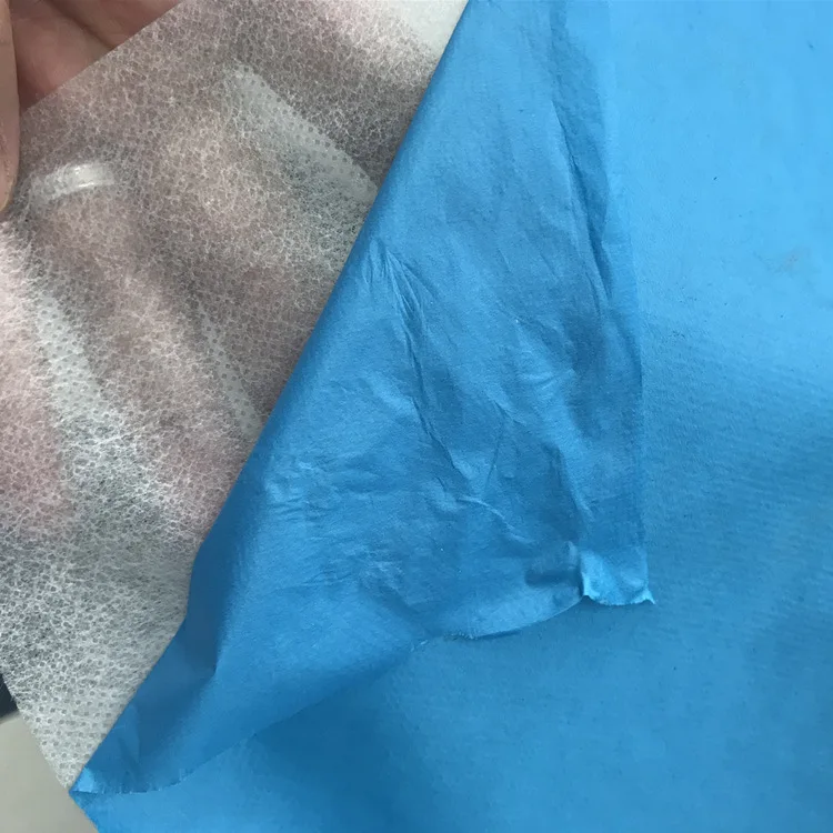 Spunbond laminated with microporous PE film fabric for making disposable clothes