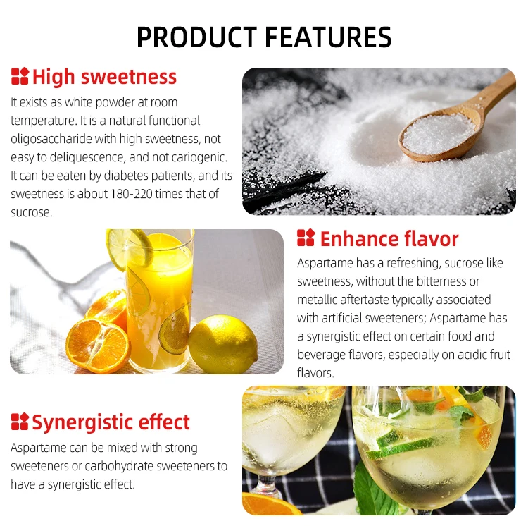 Bulk Aspartame Sweetener 180-220 Times Sweeter Than Sucrose