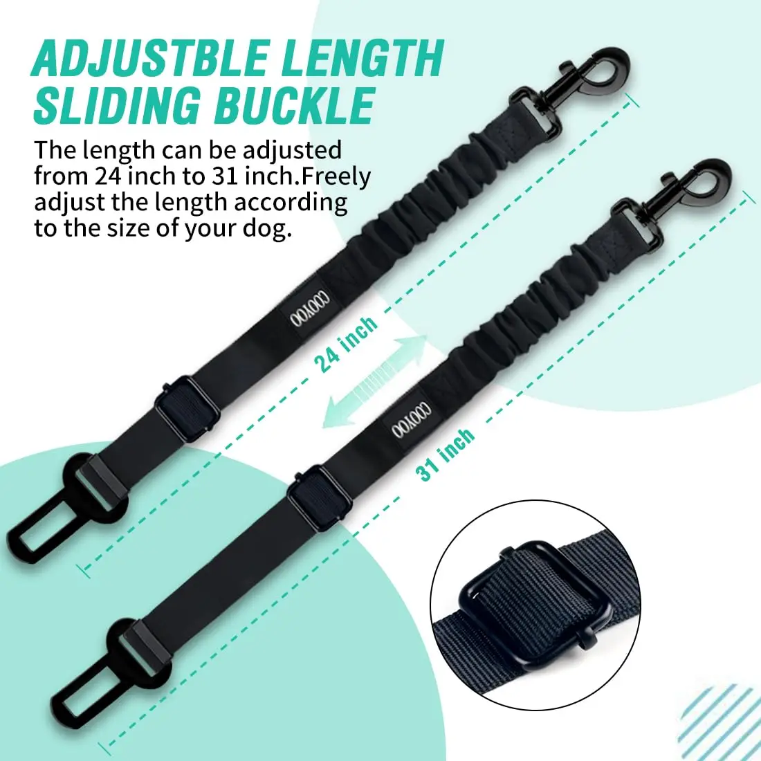 Heavy Duty Elastic Retractable Dog Seat Belt 3pcs Set Pet Car Seat Belt for Vehicle Pet Safety Seat Belts with Foldable Bowl