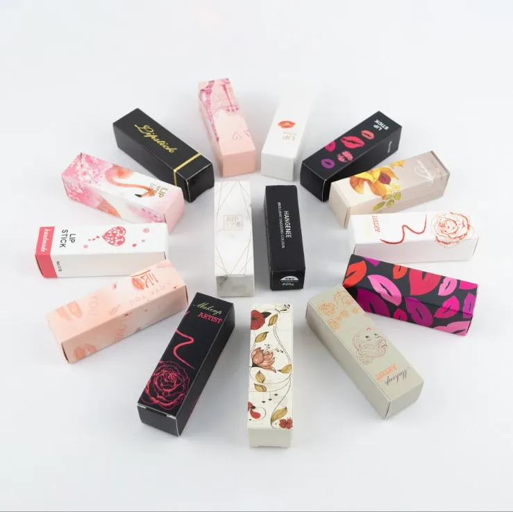 Colorful Lipstick Box DIY Handmade Lip Gloss Tube Lipstick Rube Box Custom Black White Gold Paper Box