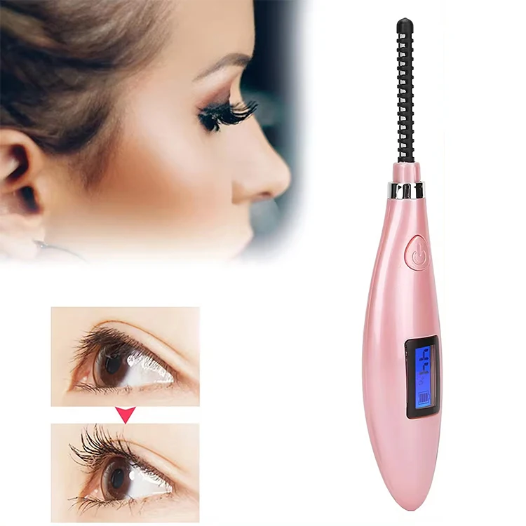 Long Lasting Beauty Custom Magnetic Mini Electric Beauty Makeup Eye Lash Brush Heated Electric Eyelash Curler With Comb