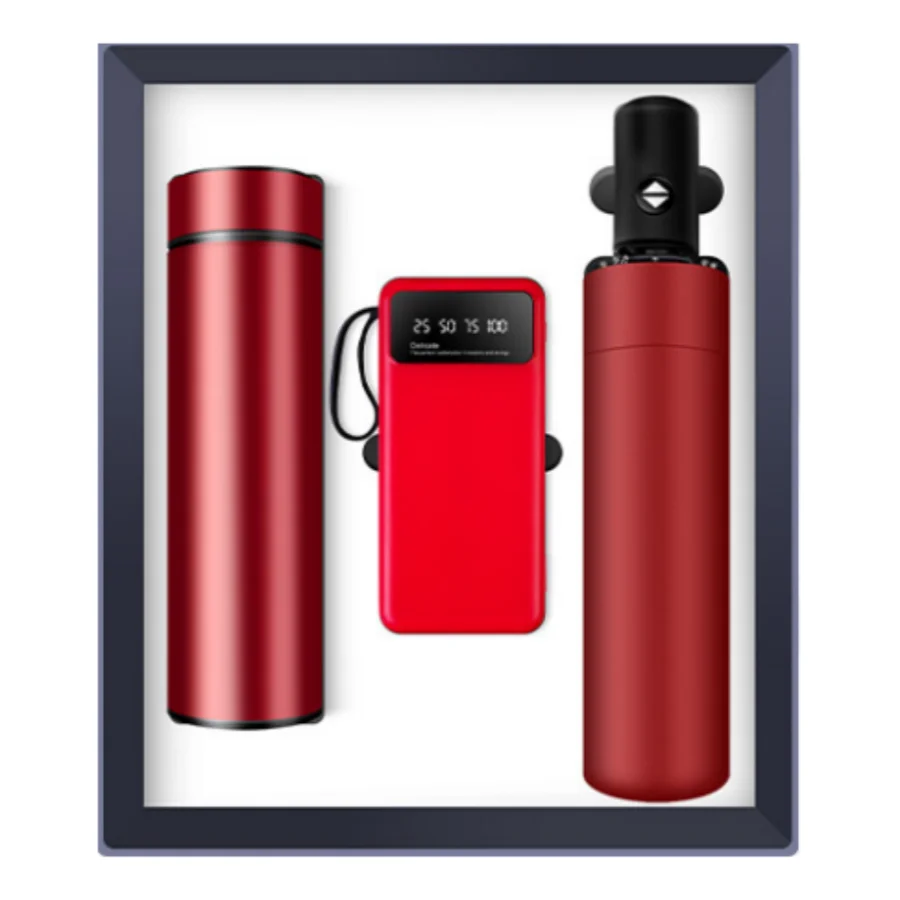 Custom Logo Luxury Cup + Mobile Phone Holder Charging Treasure + Umbrella Business Promotion Gift Set For Men And Women