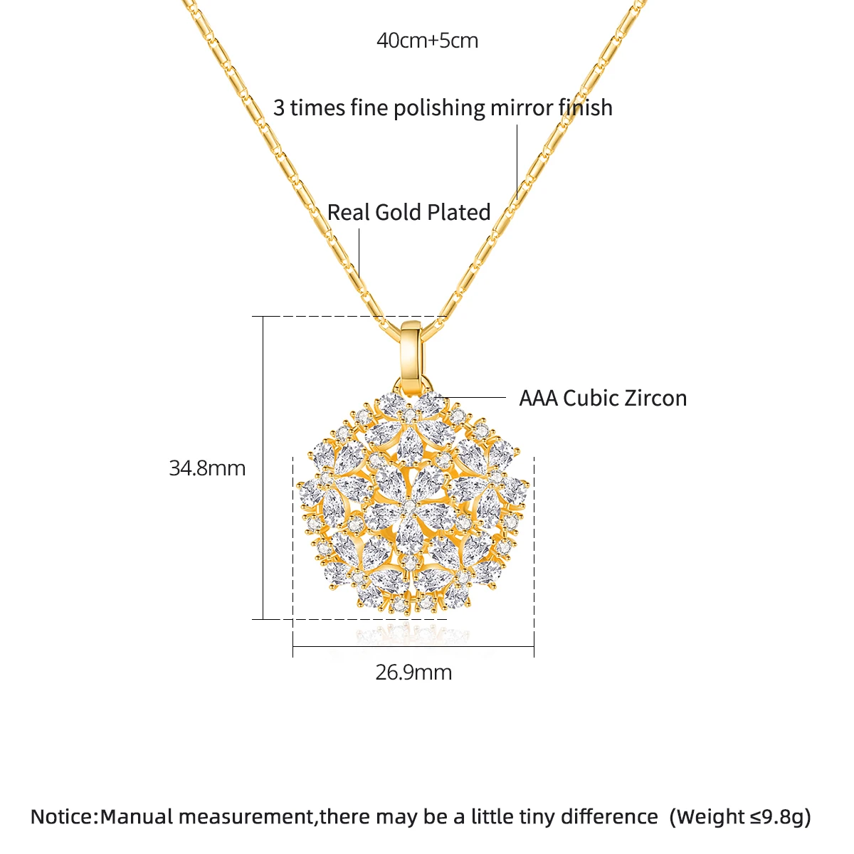LUOTEEMI New Luxury Small Pendants Necklace 3A Clear Cubic ZIrconia Elegant Big Flower Women Bridal Engagement Wedding Necklaces