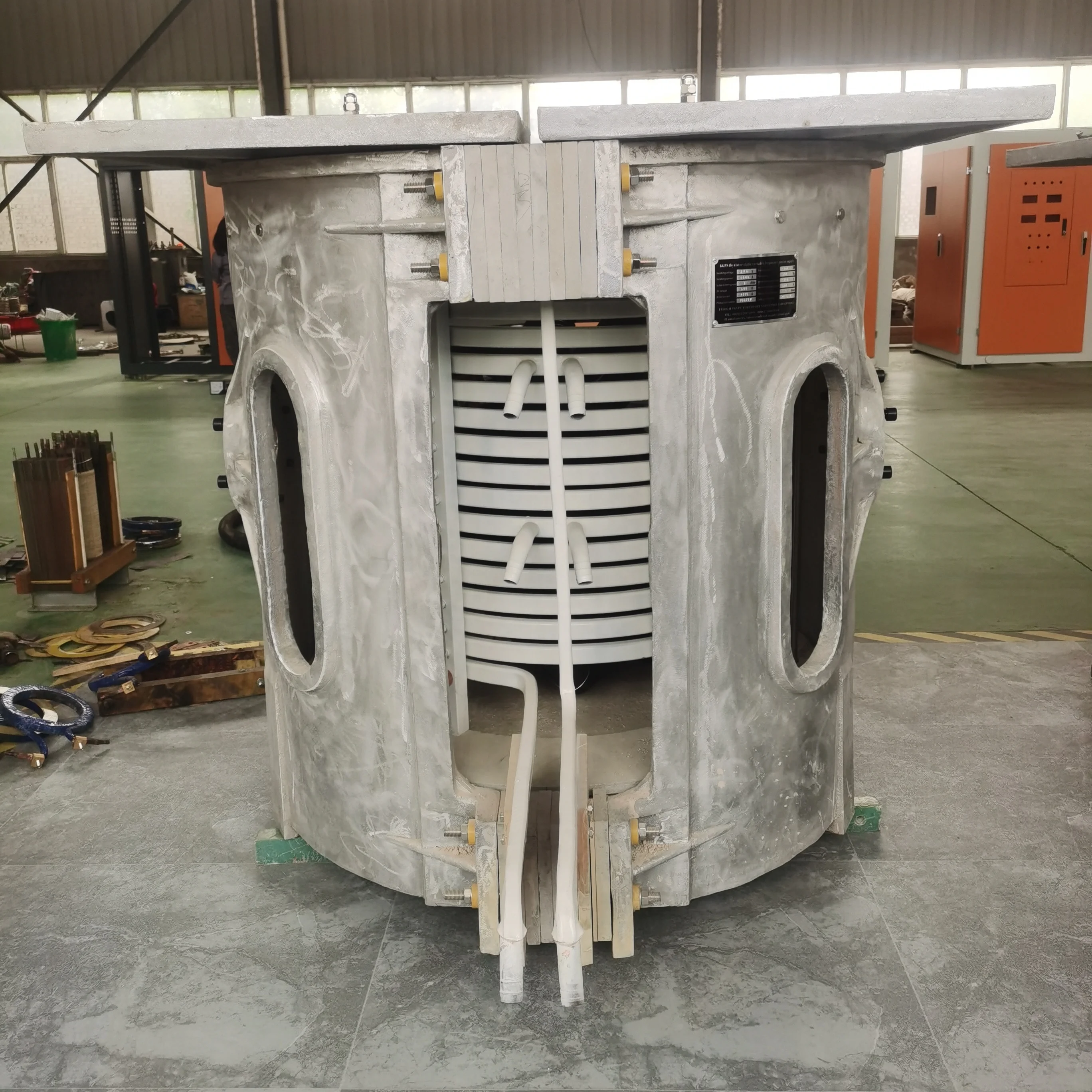 Scrap copper smelting foundry furnace scrap aluminum scrap steel melting 1500KG induction oven cooper ingot cast Foundry Furnace