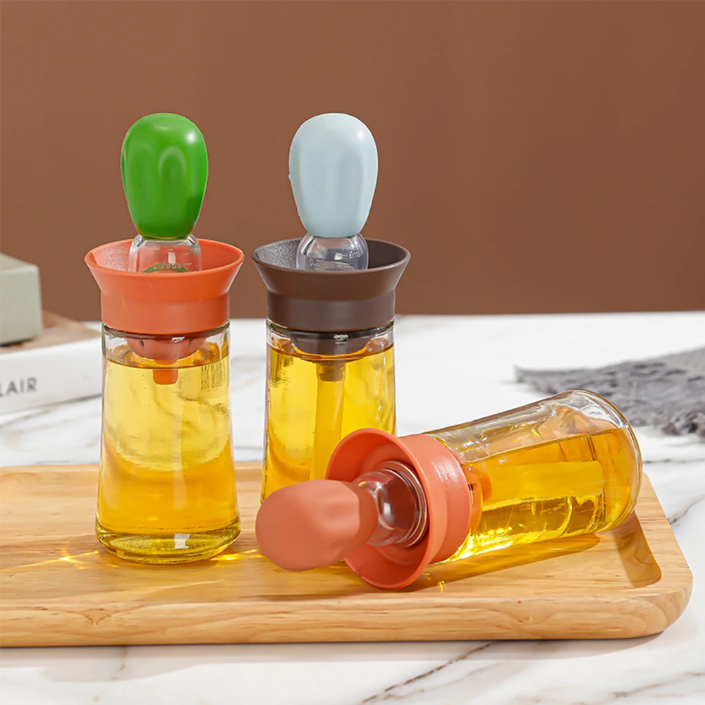 Factory Wholesale Cooking Tools Kitchen Olive Glass Oil Bottle With Silicone Oil Brush Dropper for Kitchen BBQ