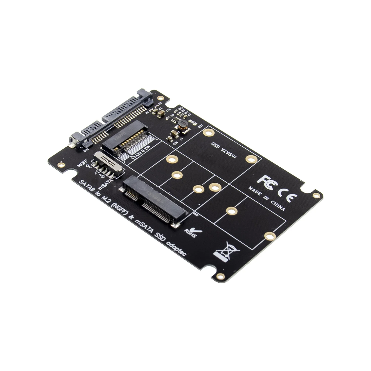 Panto Combo M.2 NGFF B-Key or mSATA SSD to SATA 3.0 Adapter Converter Case Enclosure with Switch