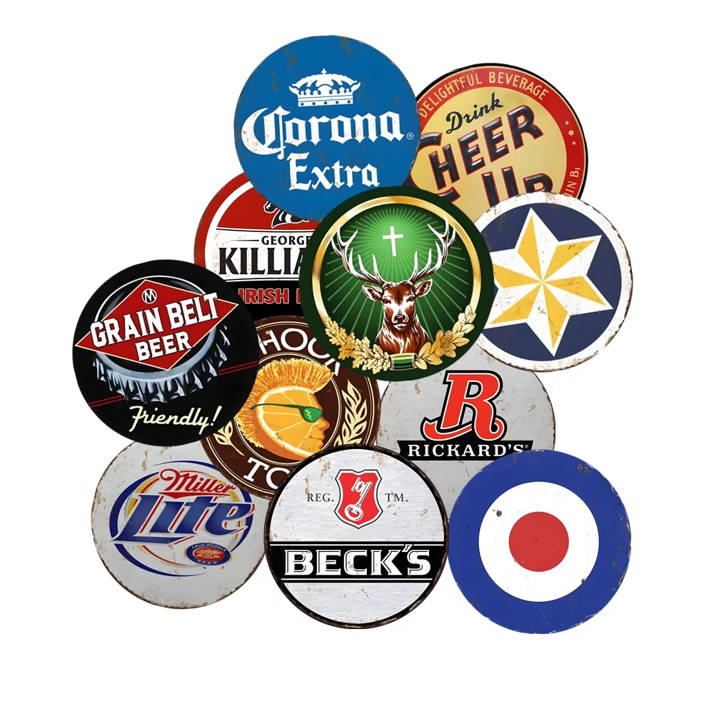 Vintage Round Metal Tin Sign  Art Poster Retro Plate Coffee Route 66 Beer Car Motor Oil Esso Metal Sign