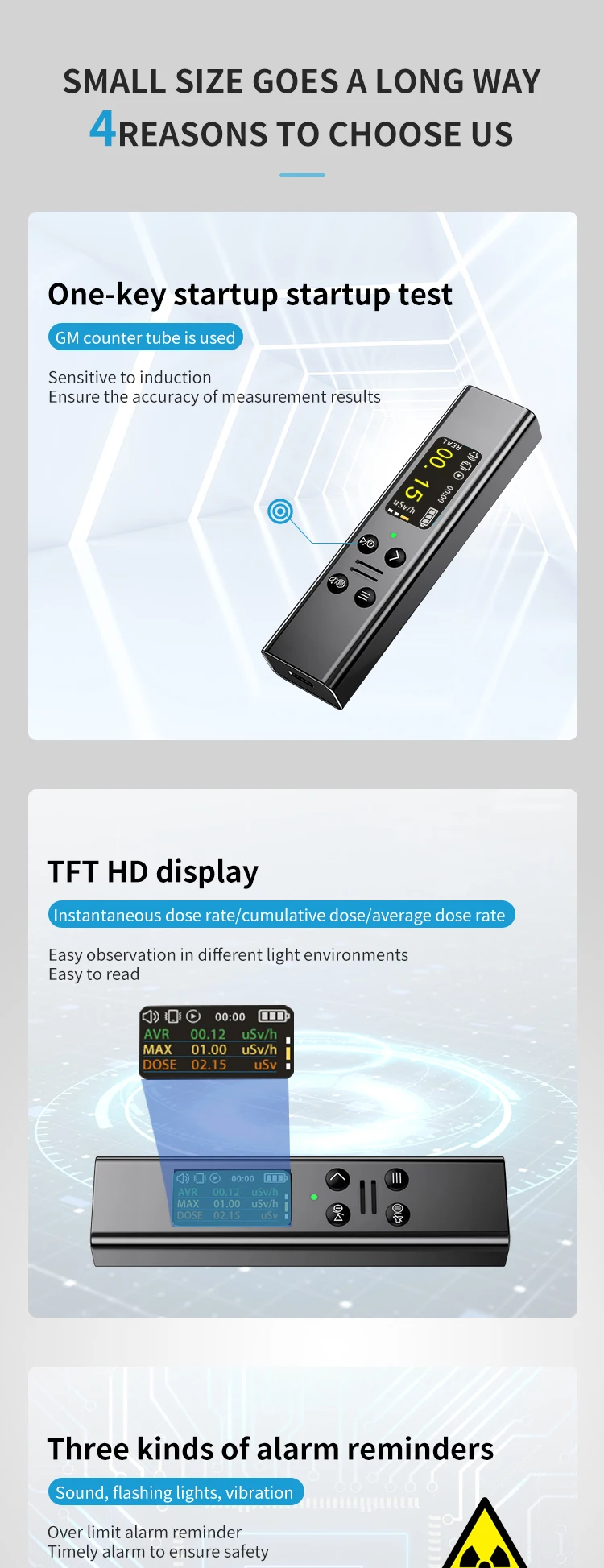Переносной детектор ядерного излучения, портативный детектор X-RAY GM tube geiger muller countering measurement