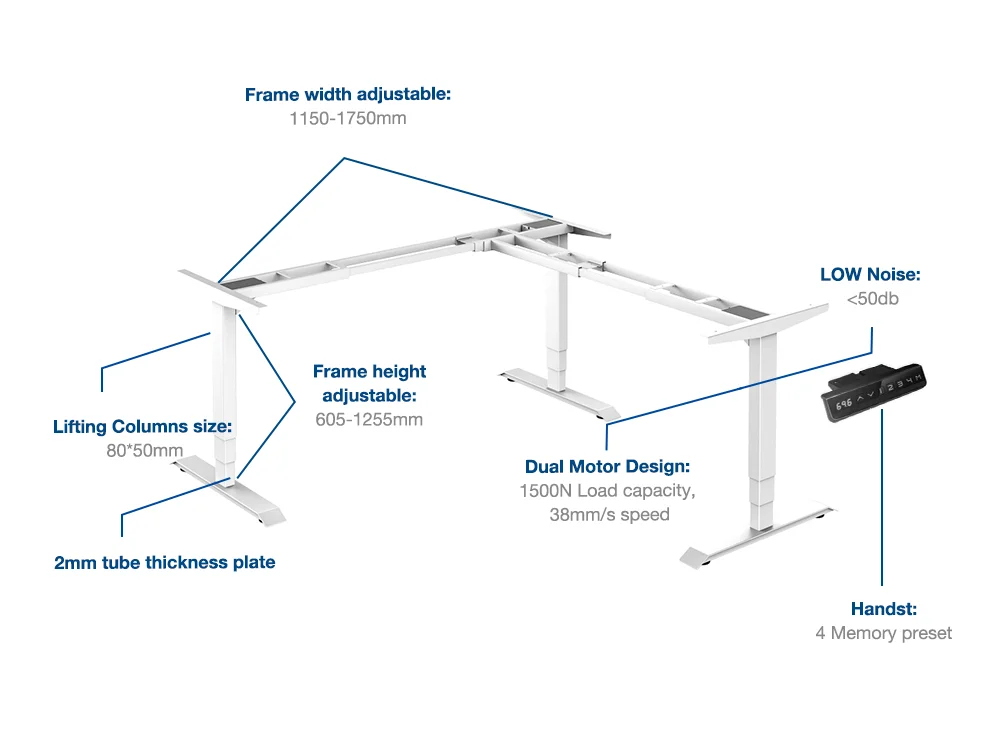 JIECANG Electric Standing Desk Height Adjustable Table Office Desks Frame 3 Legs Dual Motor Sit Stand Desk