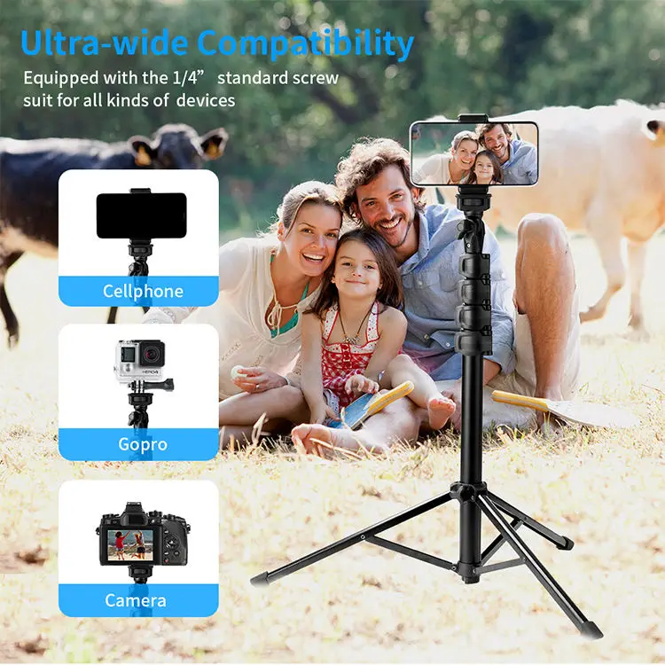 Fotopro Lightweight Aluminum Smartphone Desktop 2 In 1 Vlog Stand Tripod Selfie Stick