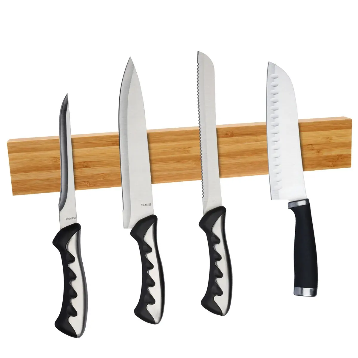 Amazon Wooden Magnetic Knife Strip Magnetic Tool Holder Kitchen Block Bamboo Magnetic Knife Holder for Wall
