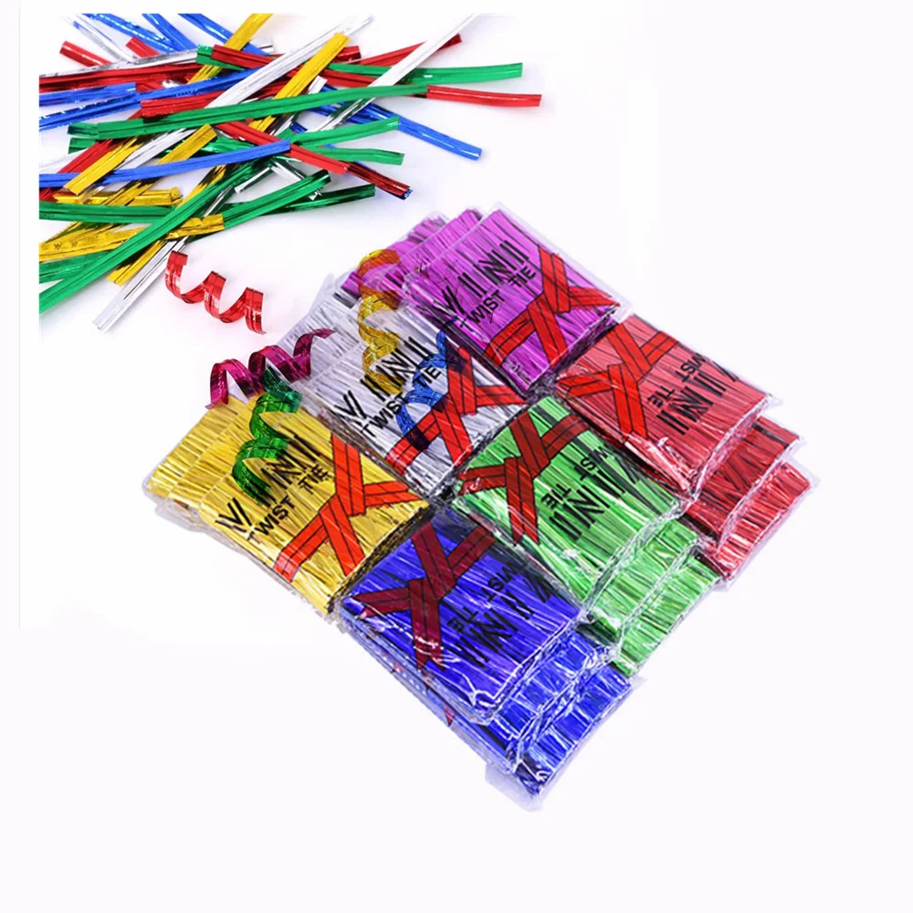 4mm Metallic Twist Ties Wire For Wedding Party Cake Pops Sealing Cello Bags Lollipop Packaging Wire