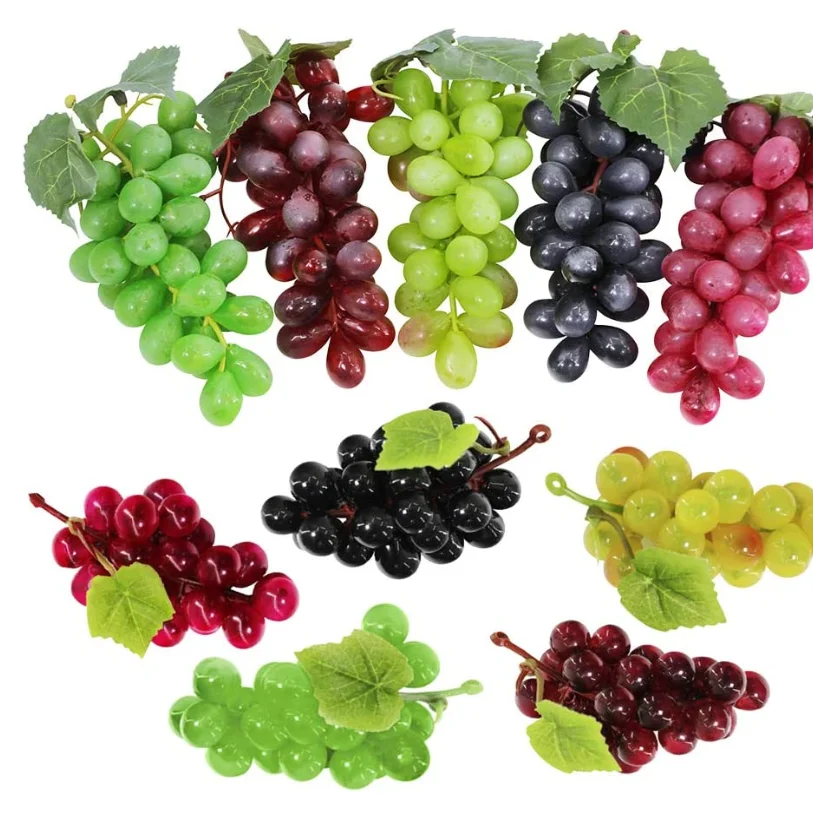 Artificial Grapes Plastic Rubber Fake Fruit Home Decor Wine Vegetable Bunch