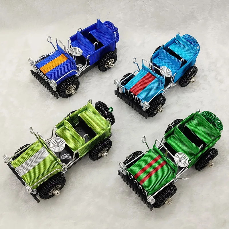 Creative Handmade Aluminium Wire Car Art Crafts for Home Desktop Ornaments Unique Classical Car Decorations