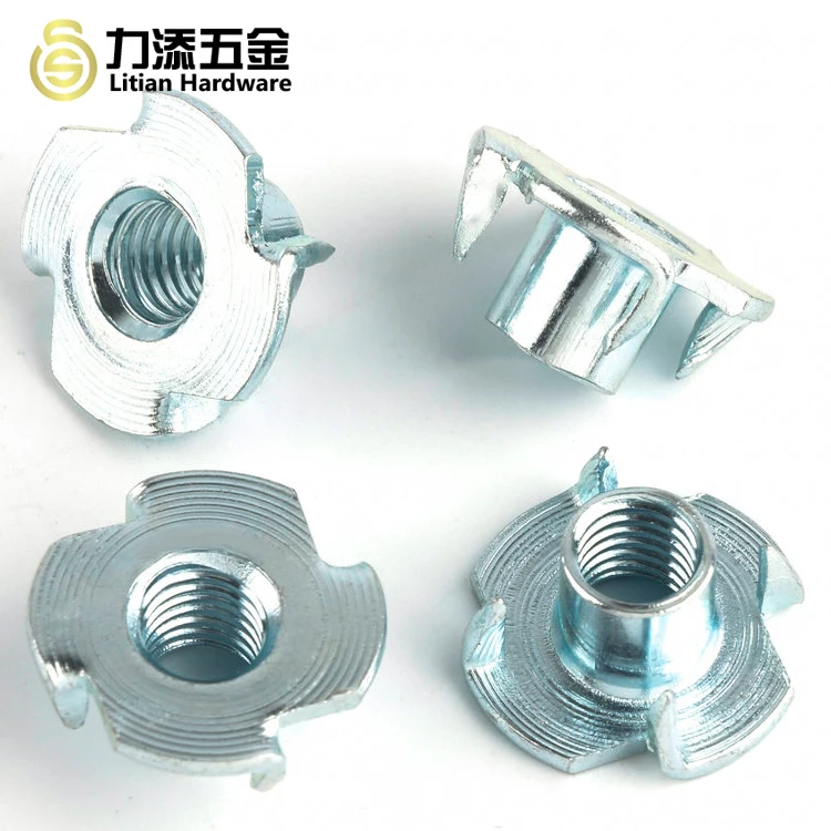 DIN1624 Metric Cold Heading Furniture Insert Blind Timber Wood Four Claw T Nut