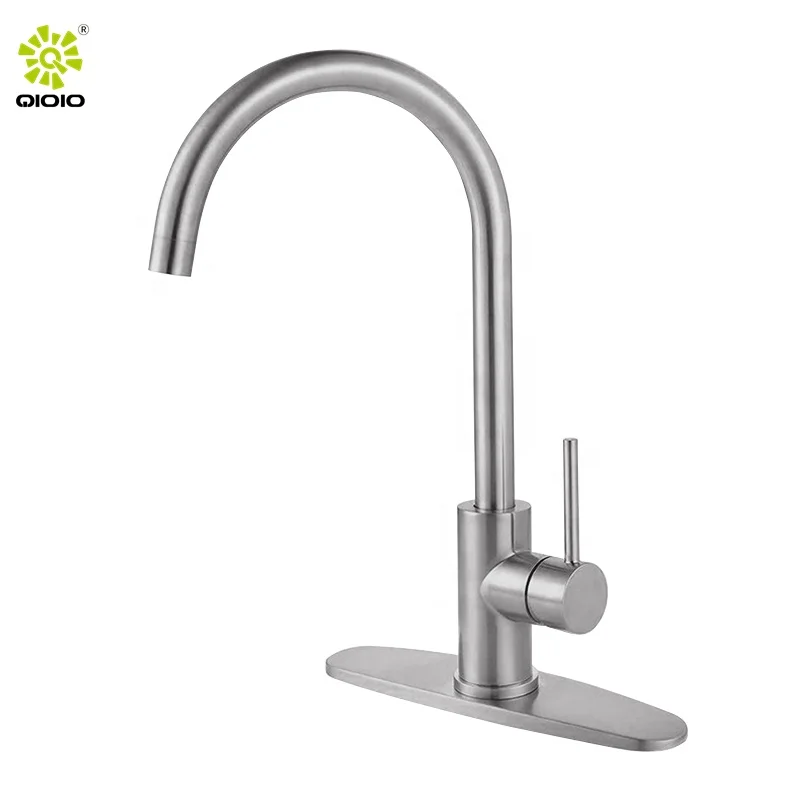 Kaiping watermark hot seller gun grey 304 stainless steel kitchen faucet kitchen mixer brushed goose neck  sinks mixer tapwares