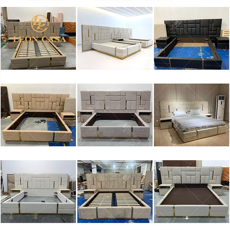 Luxury Italian Bedroom Bed Set King Or Queen Size Modern Italian Latest Designer Double Bed Set Velvet Luxury Bed