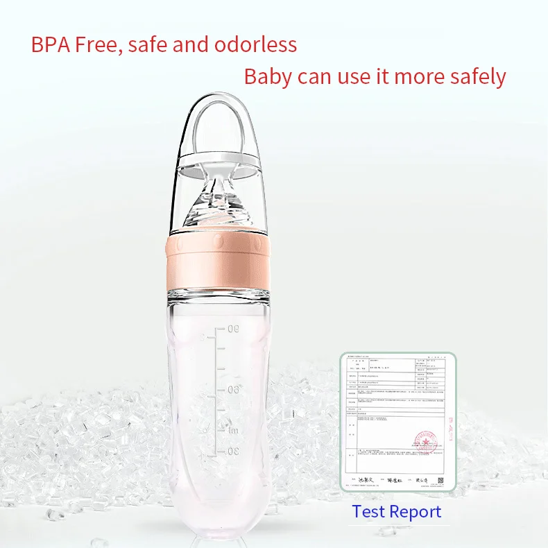 Silica gel rice paste bottle baby silicone spoon mother infant feeding food milk separator extrusion silicone baby bottle spoon