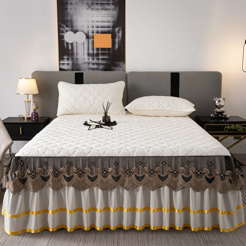 King Queen Dorm Single Size Bed Sheets Skirt with Elastic Belt Bed Skirt Set Home Hotel Bed Skirt Covers