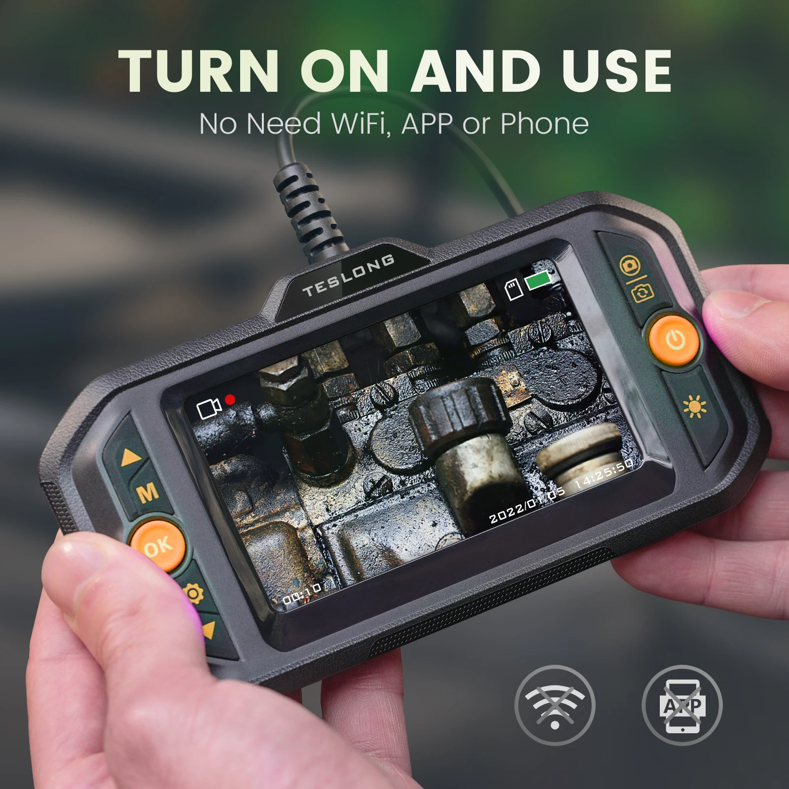 World Exclusive Three Lens Video Endoscope Camera Teslong TS43 4.3Inch HD LCD Inspection Snake Camera 5m Industrial Borescope