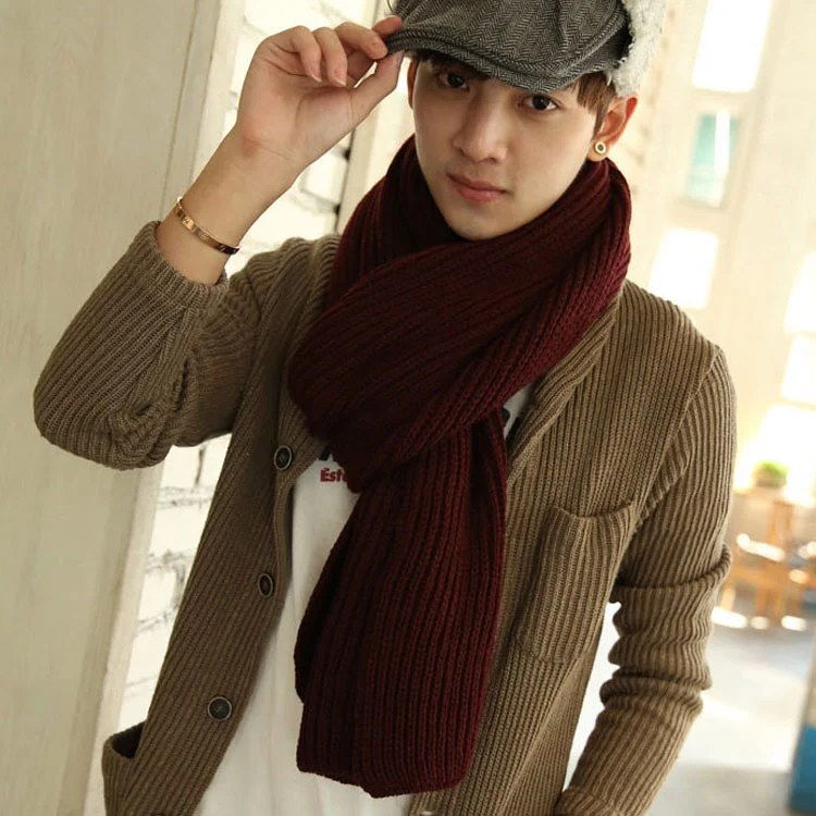 Wholesale Winter Warm Thick Other Scarves Couple Solid Shawls Pashmina Ladies Knitting Scarf Men Knitted Scarves for Women