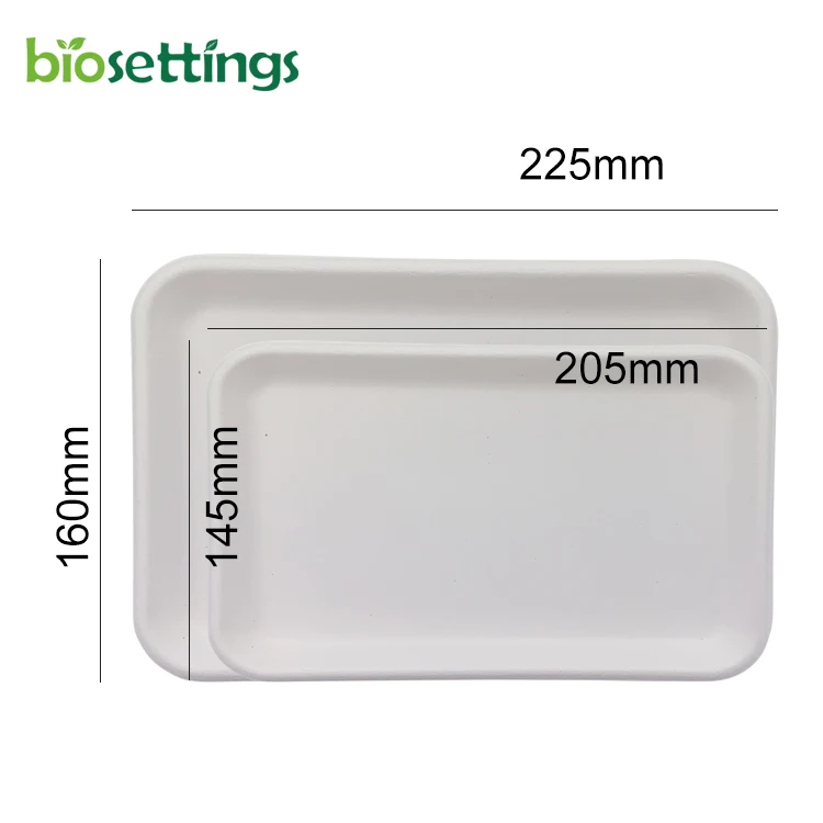 PFAS FREE Disposable Foodservice Compostable Washed Kraft Paper Fiber Plant Snack Fruit Food Sugarcane Tray