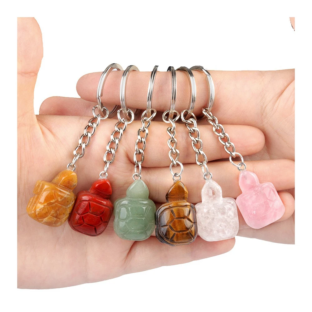 1 дюйм натуральный драгоценный камень морская черепаха ручной работы резьба в форме Черепахи Кулон серебряный цвет сплав металлические рекламные брелки