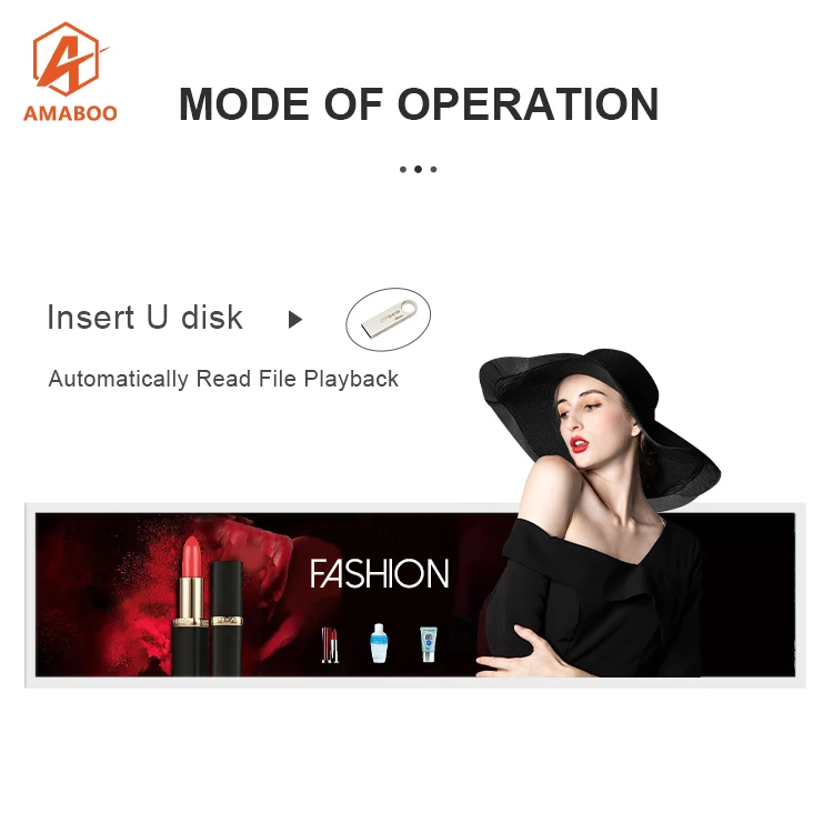 19.5inch Supermarket Ultra Wide Strip Advertising Digital Signage Monitor Type Stretched Bar Lcd Display Screen
