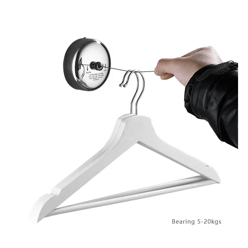 Punch Free  Wall Mounted Stainless Steel Home Outdoor Retractable Hanging Rope Clothesline